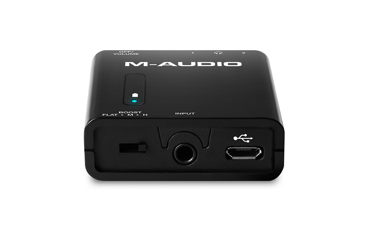 M-Audio Bass Traveler Ultra-Portable Battery Powered Dual-Output Headphone Amplifier With 2-Level Boost 